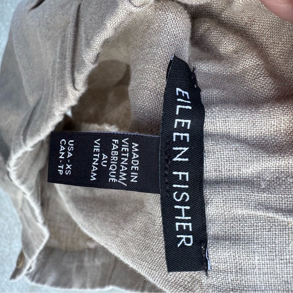 Eileen Fisher Organic Natural Eco Linen Shorts Long Length Modest Neutral Tan - Picture 4 of 5